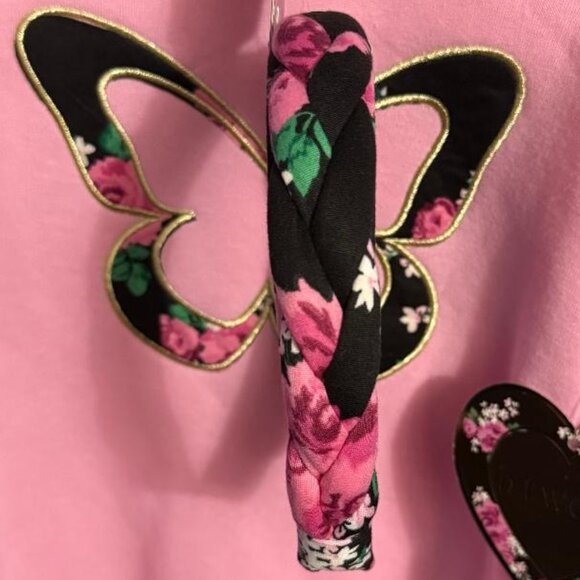 NWT BTWEEN 3 PIECE BUTTERFLY RUFFLE SWEATSHIRT & FLORAL LEGGINGS & HEADBAND SET - Picture 9 of 16